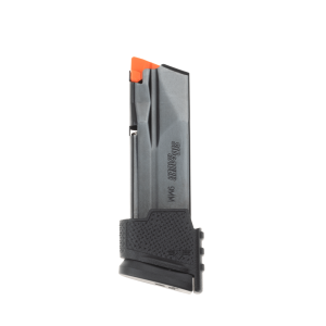 Sig Sauer black magazine 17 rounds upright facing left with XTech sleeve