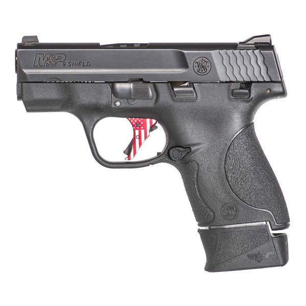 MTX Shield mag extension for M&P shield installed and loaded into pistol showing pistol facing left