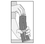 Illustration in grey and white showing the loading of the Speedmag using the integrated ar15 magazine loader