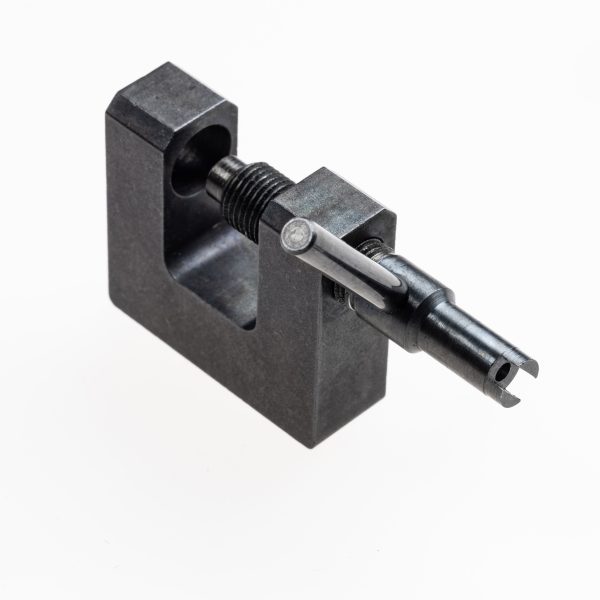 Close up showing AK Front Sight tool with drilled slot
