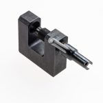 AK Sight Tool Laying on Side XTT134-AKST Close up showing AK Front Sight tool with drilled slot