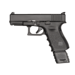 Glock 19 mag extender Glock 19 mag extender installed into pistol facing left