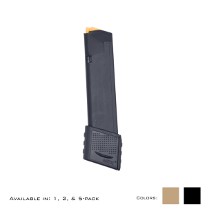 Glock 17 extended magazine 22 rounds upright facing left
