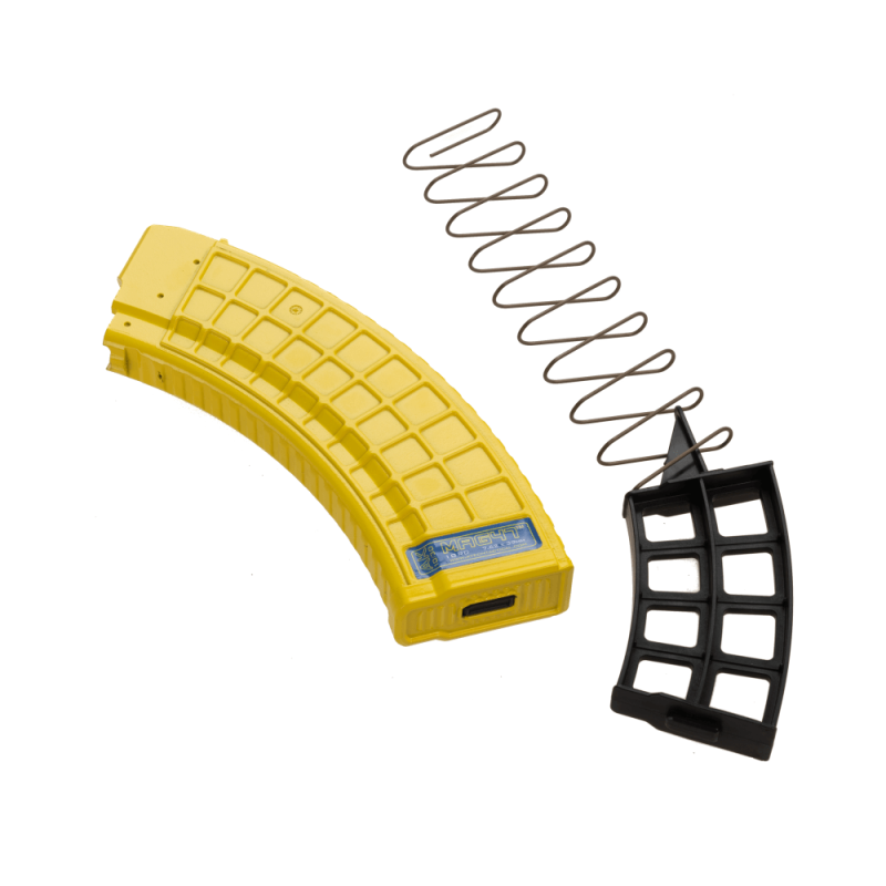 XTech AK Banana Mag upright leaning left with spacer beside