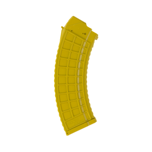 Banana colored AK47 magazine upright facing right