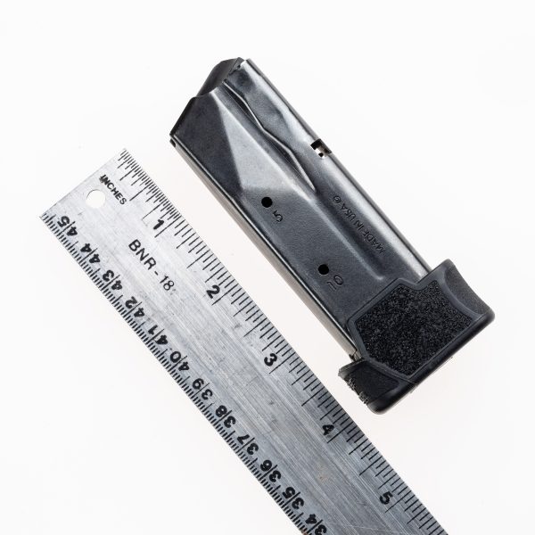 P365 California magazine with MTX 365 shown next to ruler showing total height installed is 4.125"