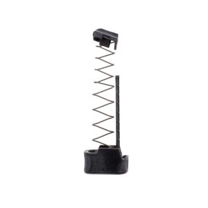 MTX 365 380 magazine extension for Sig Sauer P365 380 kit components shown upright facing right in black color. Includes extension, spring, follower and spring button.