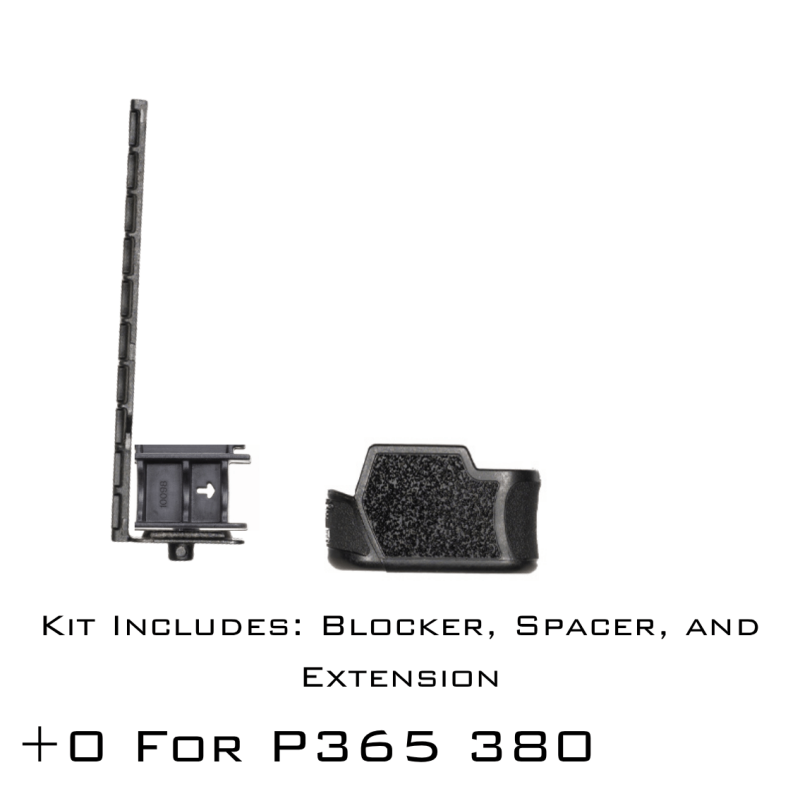 P365 380 Grip extension parts shown including blocker and spacer