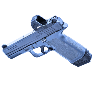 Magazine adaptor for RXM install on pistol facing left