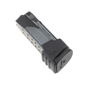 Sig P365 extended magazine with sleeve in black upright facing left