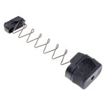 Internal parts for the 15rd extended P365 magazines showing include spring, follower, sleeve, and extension housing. Facing upright and angled left