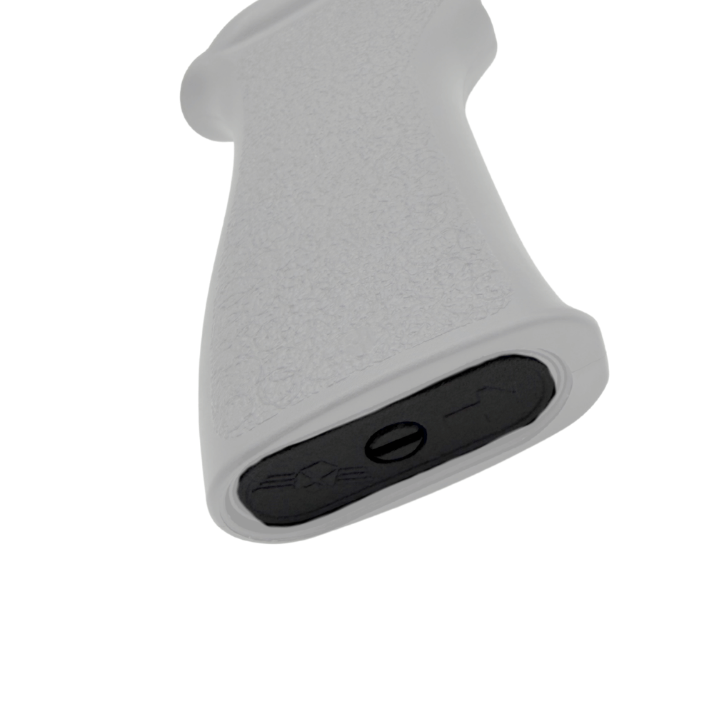 AK Grip Tango Down shown with storage kit as black and grip as transparent
