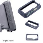 Digital matrix X-Flare in black shown with multiple color fills for words and caliber markings