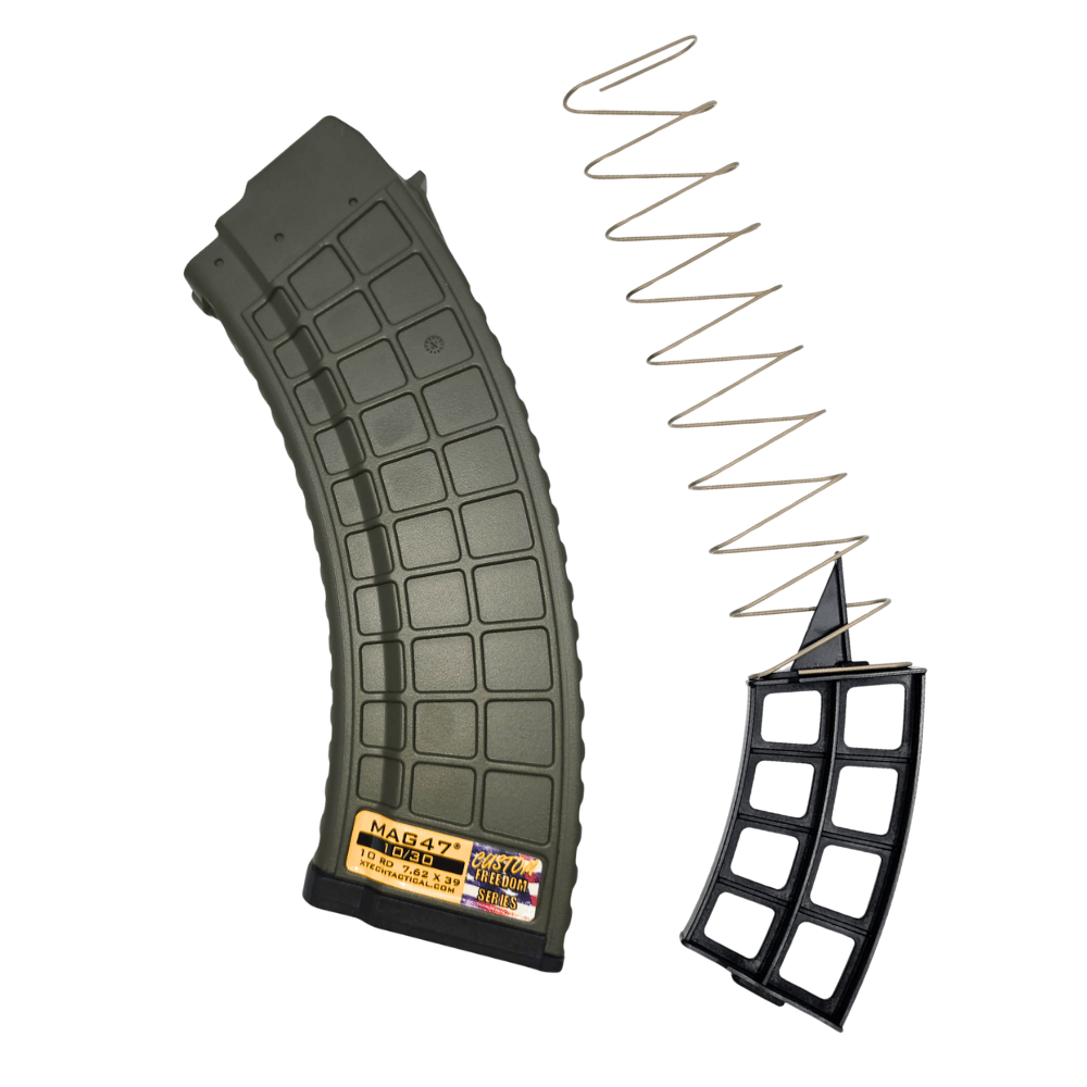 MAG47 Gen 2 10/30 upright facing left with 10rd blocker kit beside it