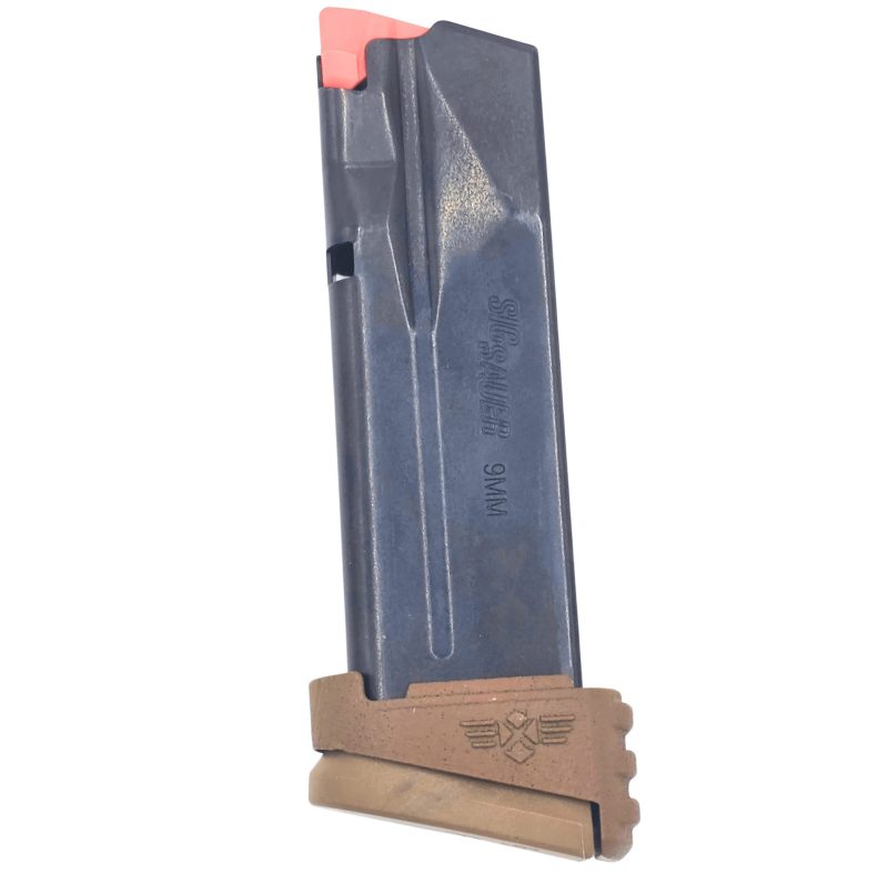 Coyote P365 Extended Clip Coyote P365 X and XL Extended 17 round magazine in coyote shown upright facing left