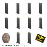 MAG17-17 best bulk Glock magazines 10 Pack Title Ten pack of Glock 17 magazines with free swag items. Magazine in black