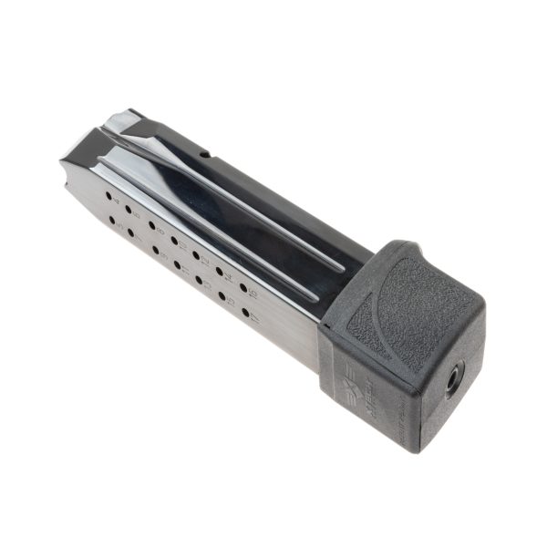 Side view of 22rd Extended Clip for MP9 full sized pistol