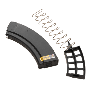 Blocker with spring next to MAG47 Elite freedom series all parts in black