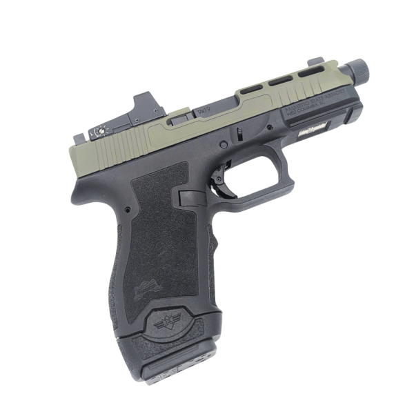 Palmetto Dagger Compact facing right with magazine sleeve