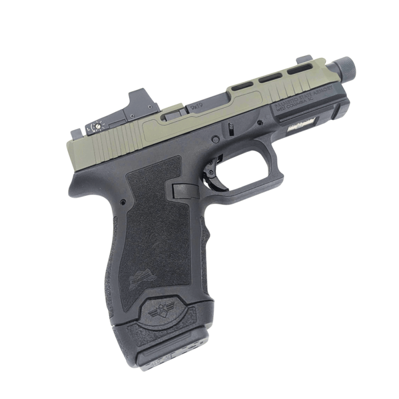 Palmetto Dagger Compact facing right with magazine sleeve