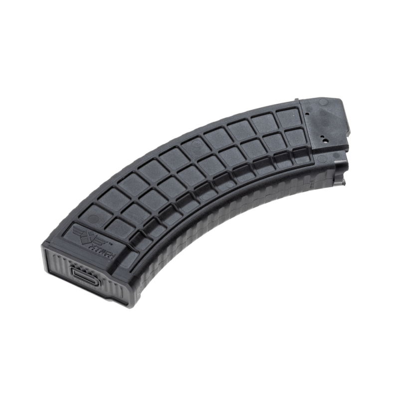OEM47 10/30 angled to right and upright showing right side. This magazine is black