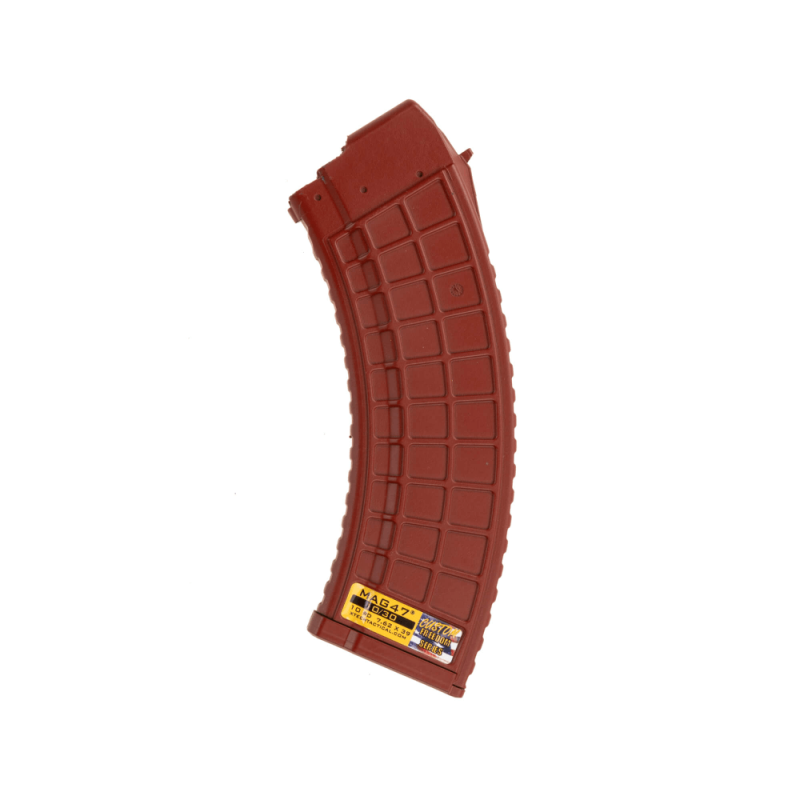 Red 10/30 AK magazine upright to left