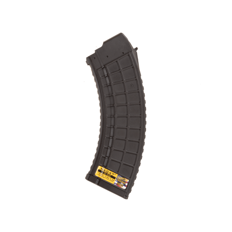 Upright left facing plum ak mag