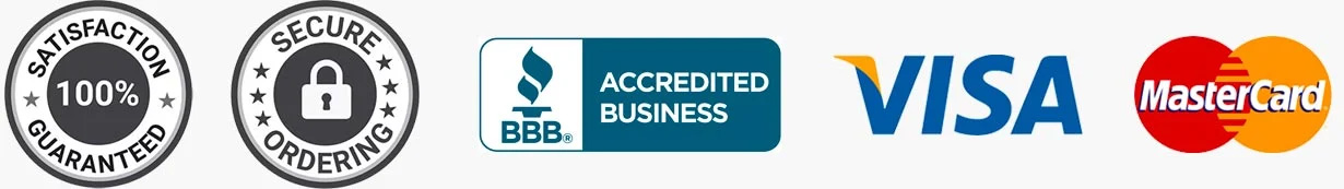 Accepted payment methods including Discover, Mastercard, Visa and American Express